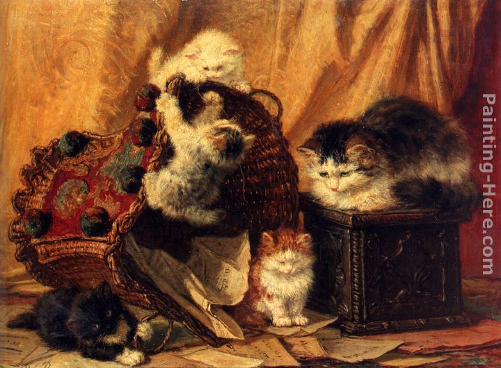 The Turned Over Waste-paper Basket painting - Henriette Ronner-Knip The Turned Over Waste-paper Basket art painting